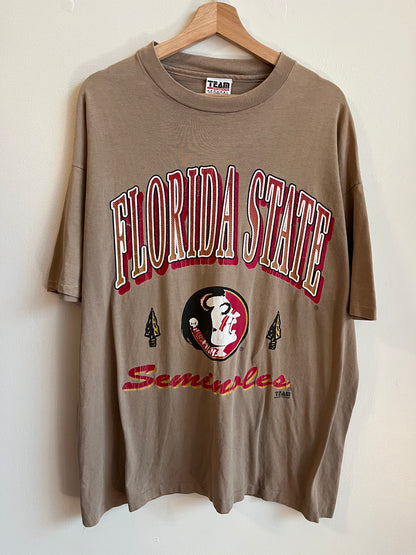 90s Florida State University FSU Team Edition Tan Tee (XL)