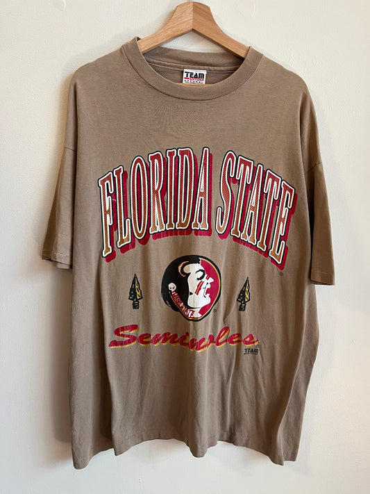 90s Florida State University FSU Team Edition Tan Tee (XL)