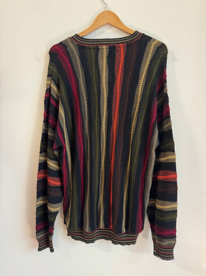 90s Protege 3D Knit Striped Sweater (L)