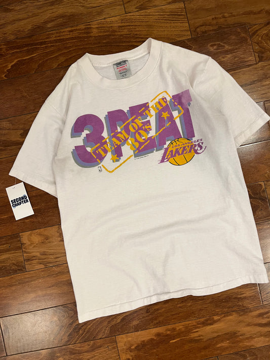 90s Los Angeles Lakers 3 Peat "Team of the 80s" Vintage NBA Tee (L)