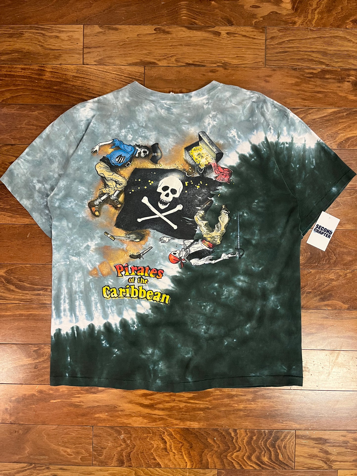 90s Pirates of the Caribbean Tie Dye Vintage Disney Grail Movie Promo Tee (XL)