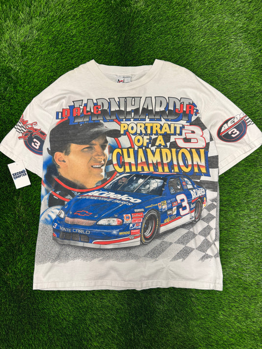 1998 Nascar Dale Earnhardt Jr Portrait of a Champion AOP Tee (XL)