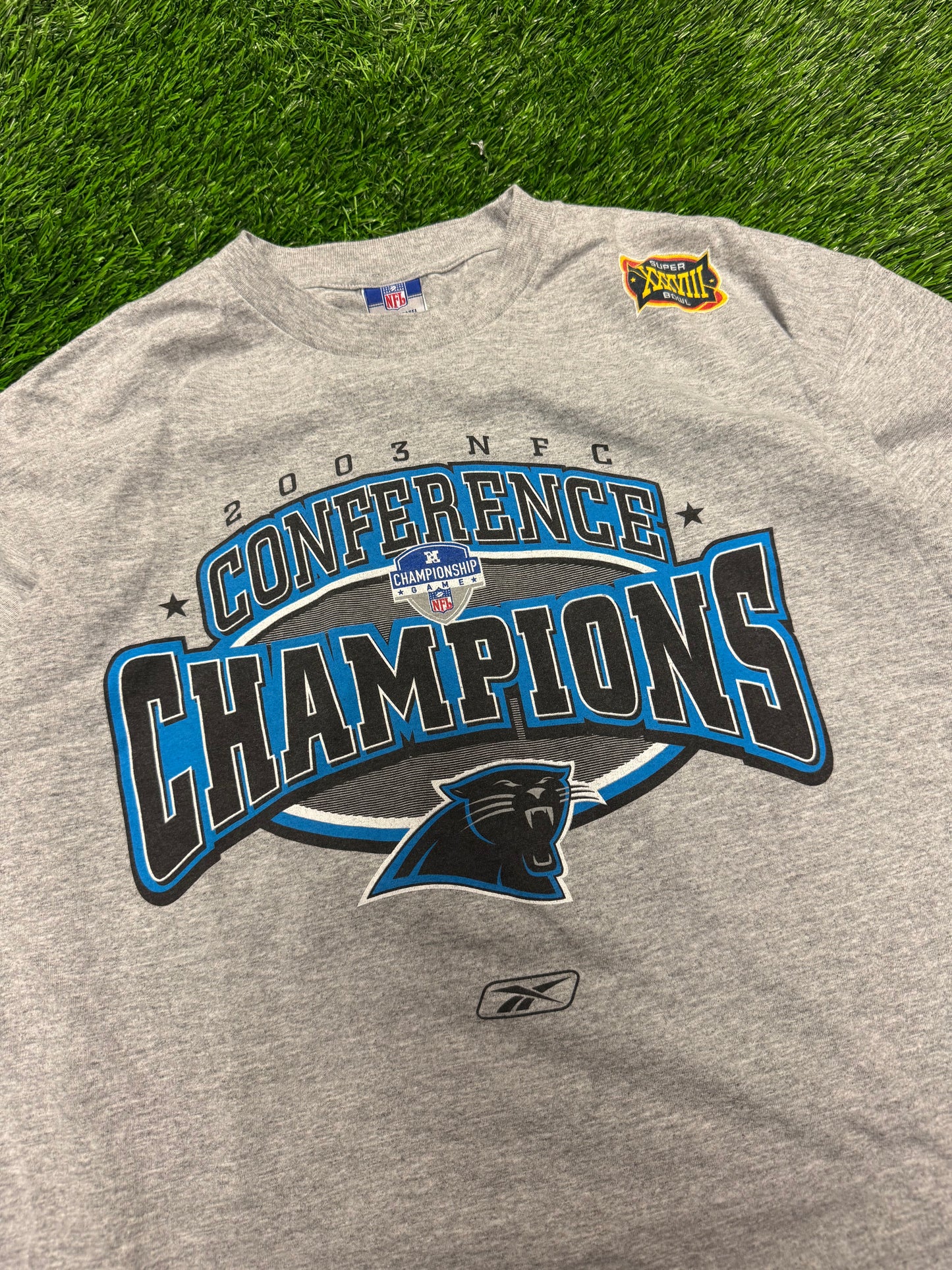 2003 Carolina Panthers NFC Champions Gray Reebok Tee (M)