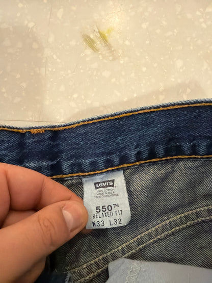 2002 Levi's 550 Dark Wash Shorts (33)