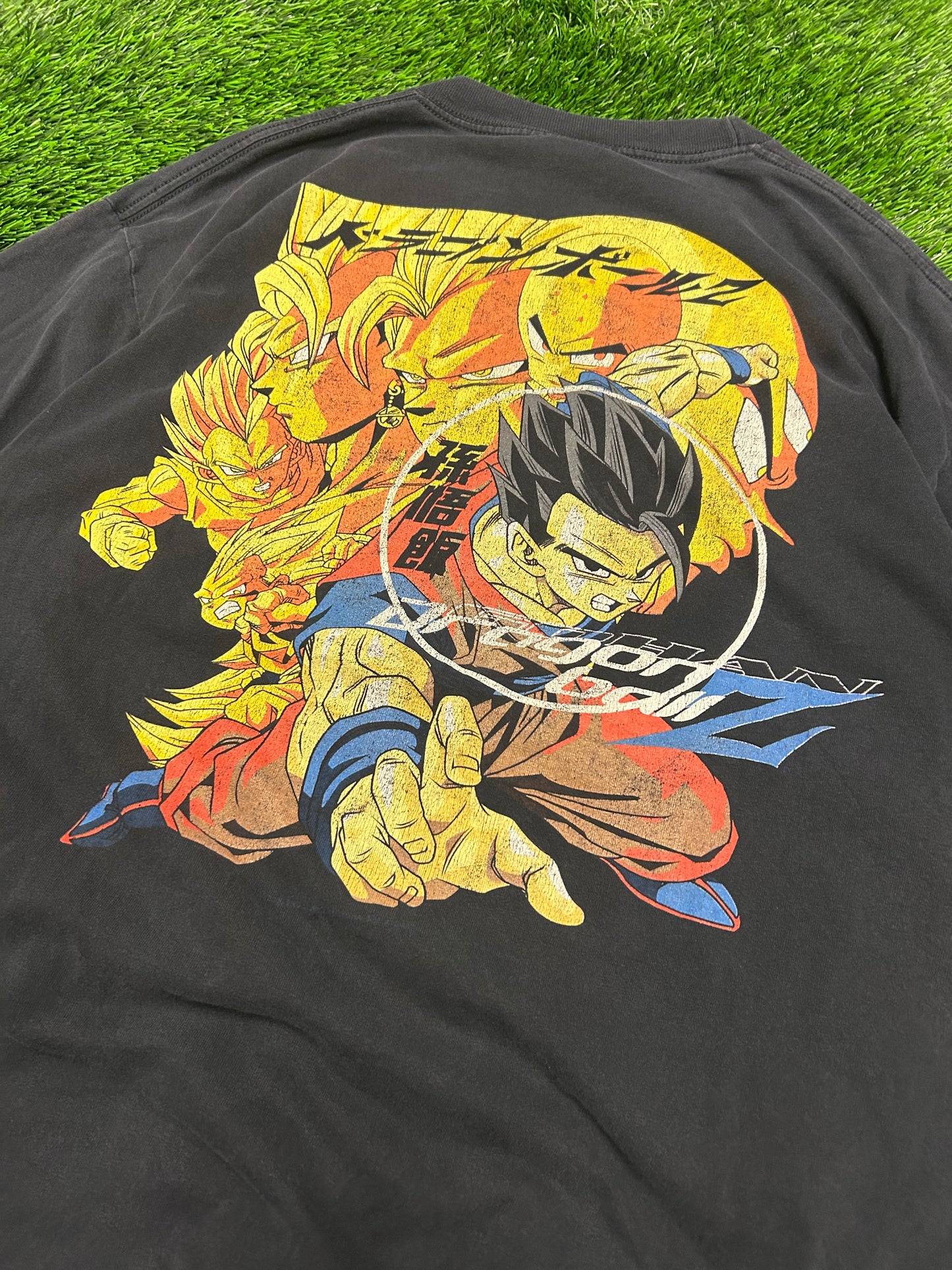 2000 Dragon Ball Z Gohan Goku Z Fighters Vintage Anime Faded Grail Tee (XL)