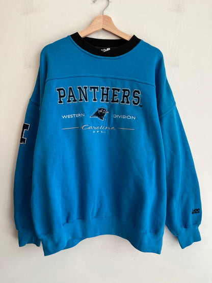 90s Carolina Panthers Lee Embroidered Blue Crewneck (XXL)