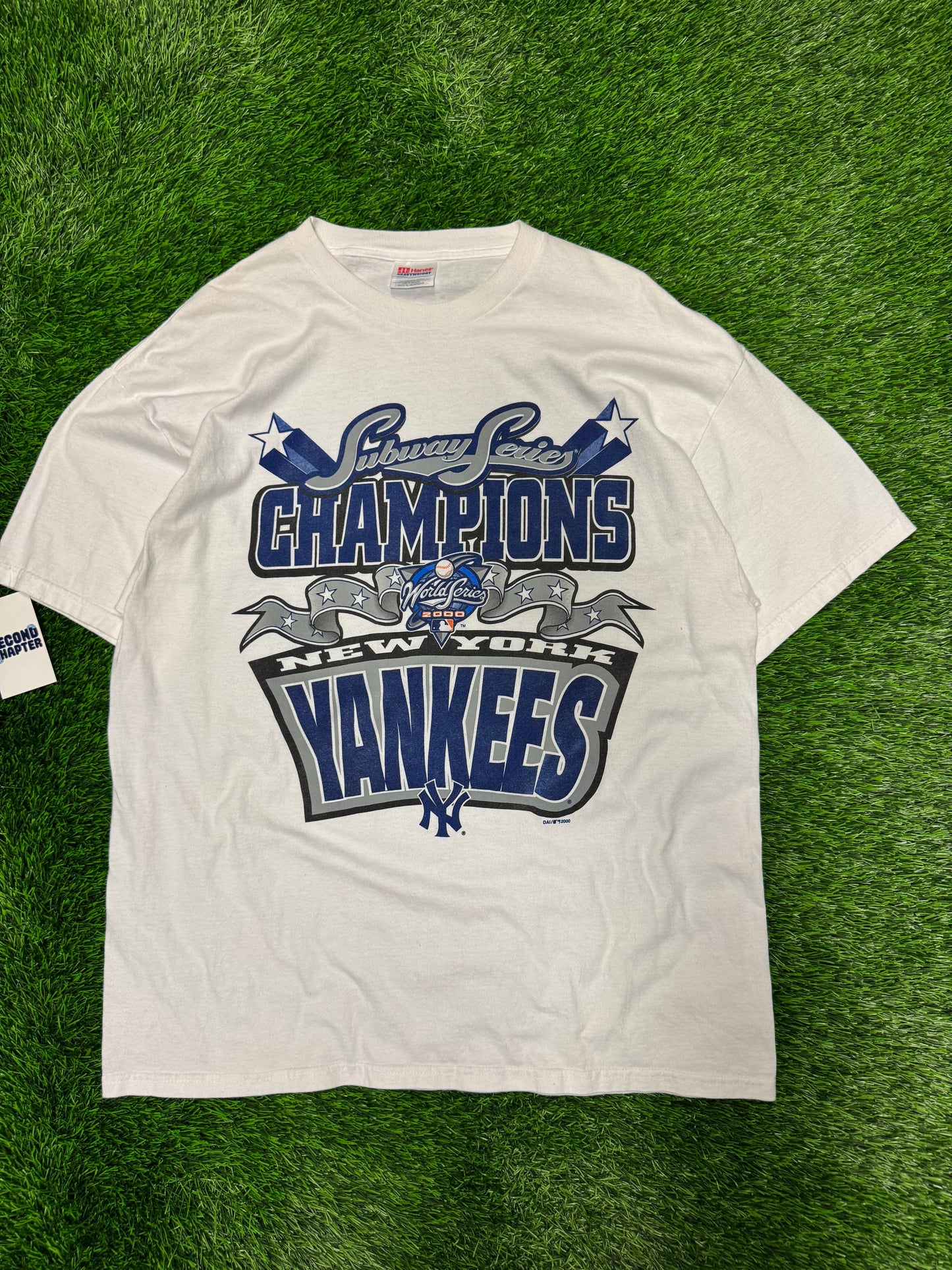2000 New York Yankees Subway Series Spell Out Vintage MLB Tee (XL)