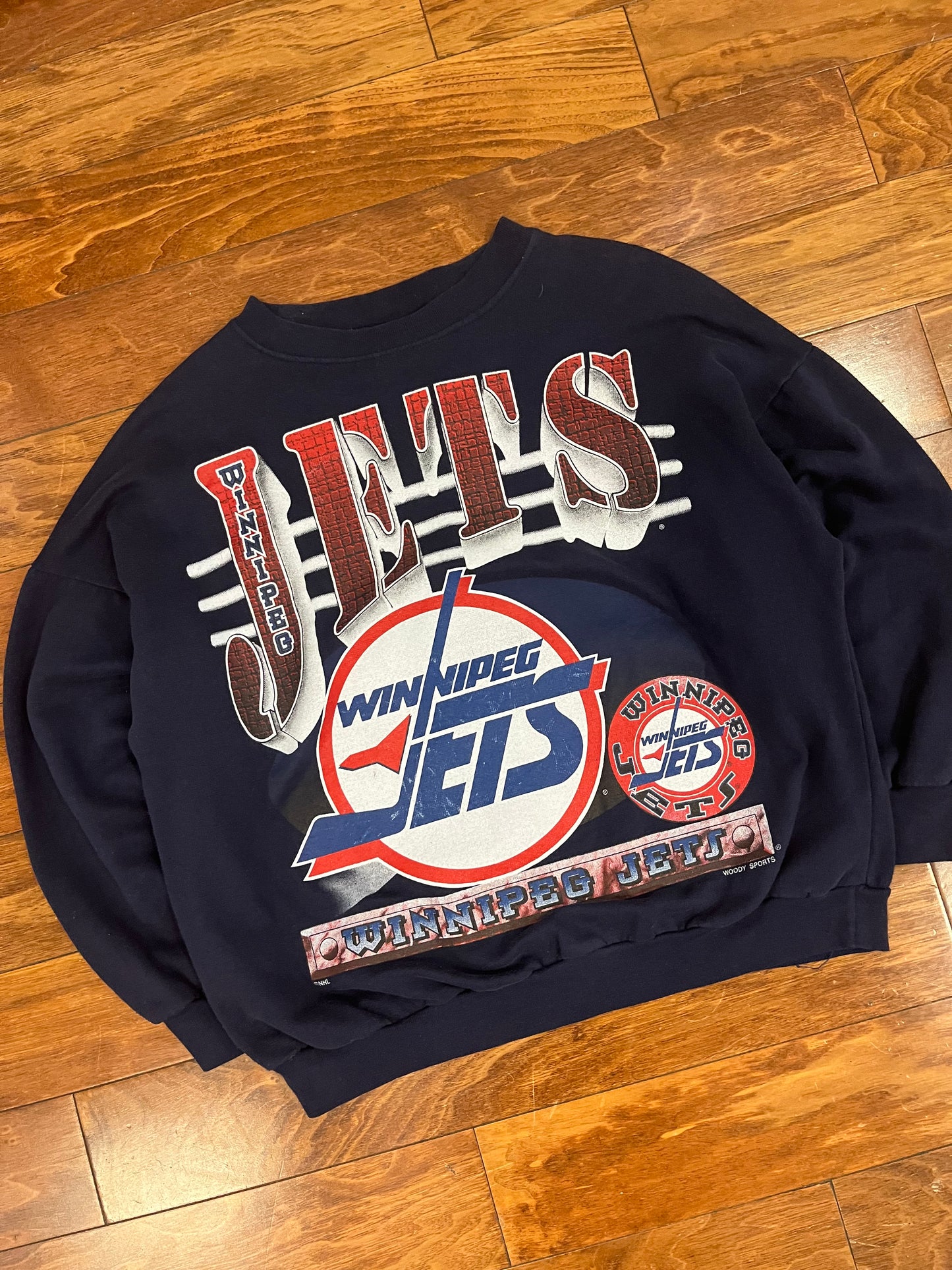 90s Winnipeg Jets Big Graphic Vintage NHL Boxy Crewneck (L)