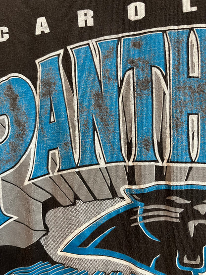 90s Carolina Panthers Faded Black Spell Out Tee (L)