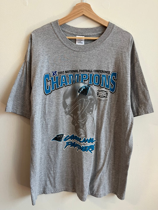 2003 Carolina Panthers Super Bowl Conference Champions Grey Tee (XL)
