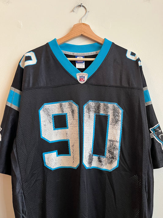 00s Carolina Panthers Reebok NFL Julius Peppers Black Jersey (L)