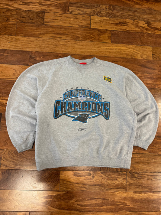 2003 Carolina Panthers Conference Champions Super Bowl Crewneck (L)