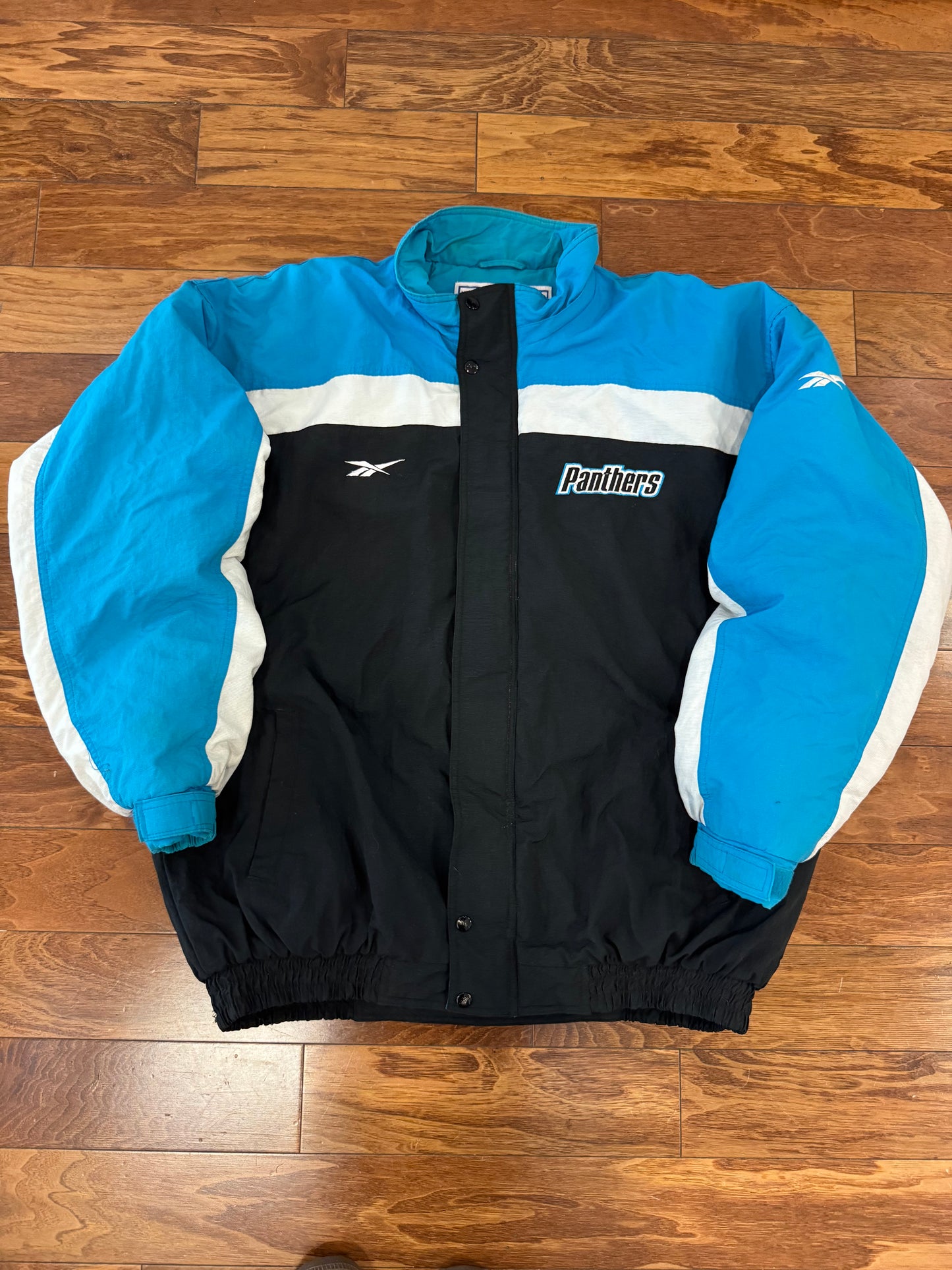 00s Carolina Panthers Reebok Stained Puffer Jacket (XL)