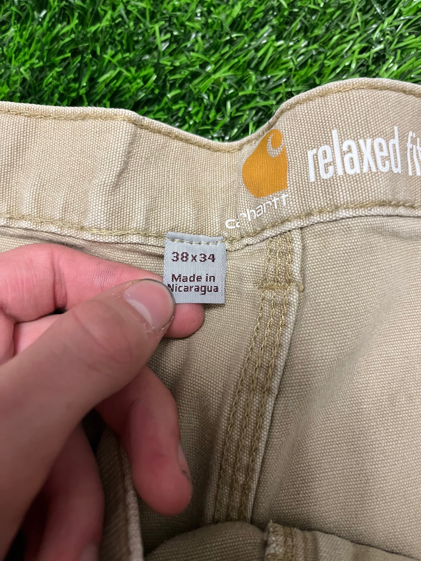 Carhartt Khaki Relaxed Fit Workwear Pants (38 x 34)