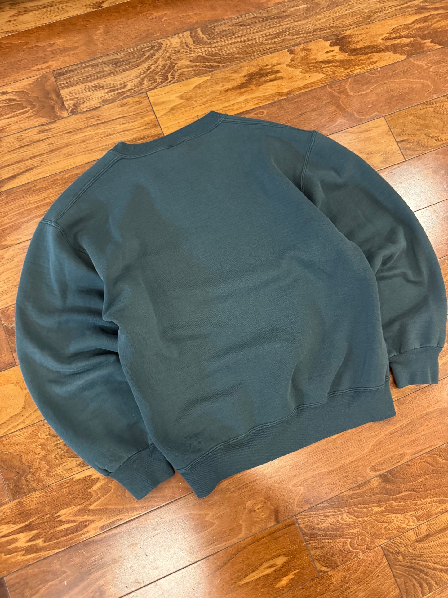 90s Russell Athletics Blank Green Faded Essential Crewneck (M)