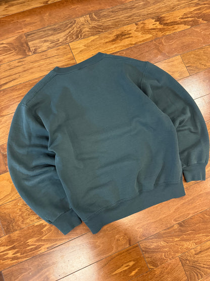 90s Russell Athletics Blank Green Faded Essential Crewneck (M)