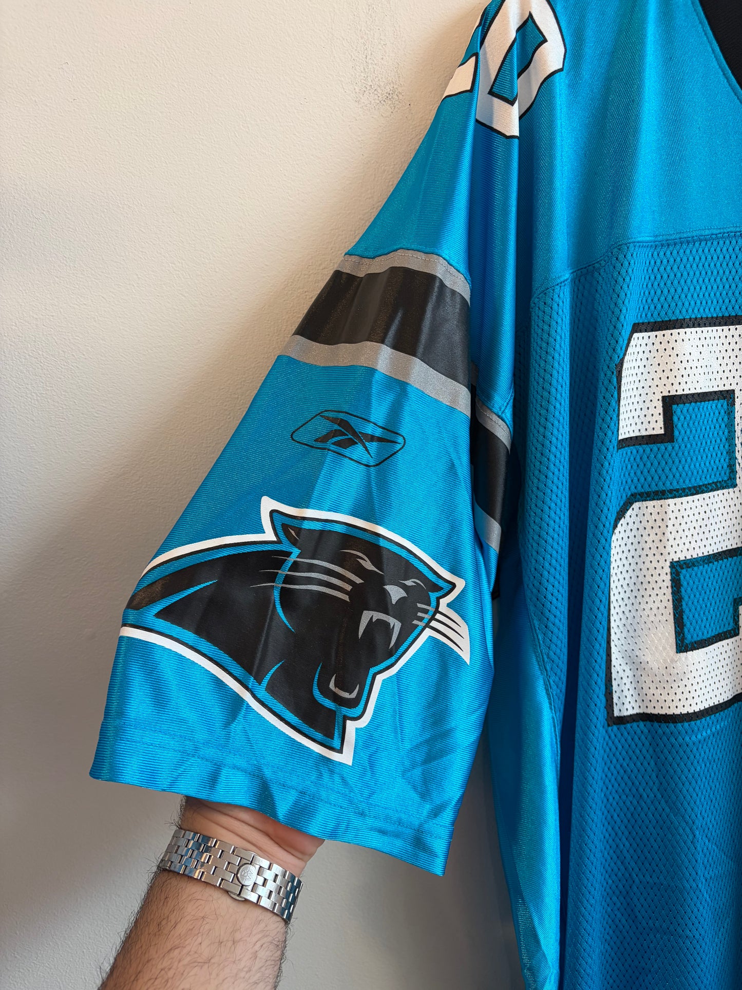 00s Carolina Panthers Deshaun Foster Blue Reebok Jersey (XXL)