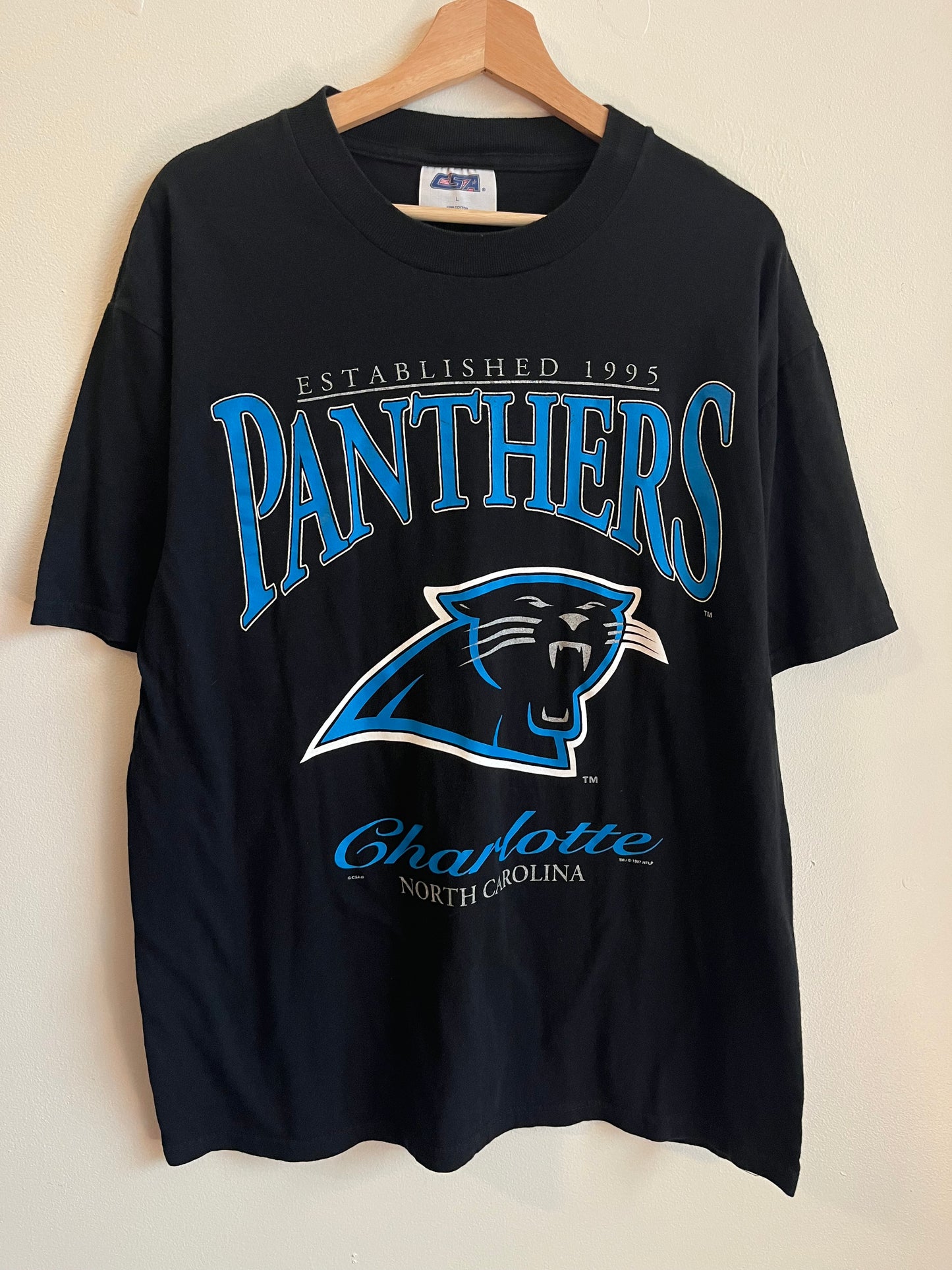 1997 Carolina Panthers CSA Charlotte NC Black Tee (L)
