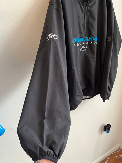 00s Carolina Panthers 1/4th Zip Black Reebok Windbreaker (XXL)