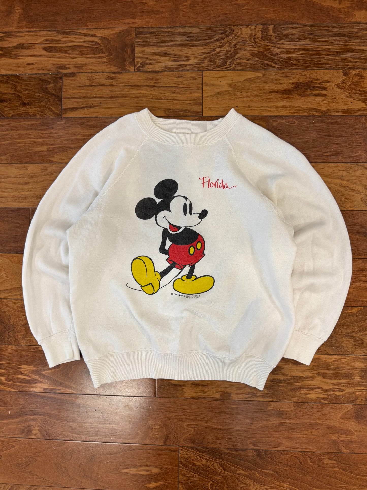 80s Mickey Mouse Disney Florida White Crewneck (M)
