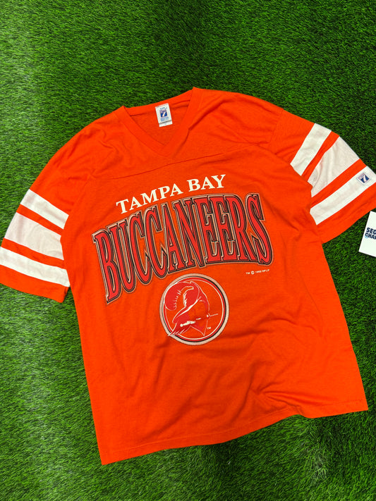 1992 Tampa Bay Buccaneers Orange V Neck Tee (XL)