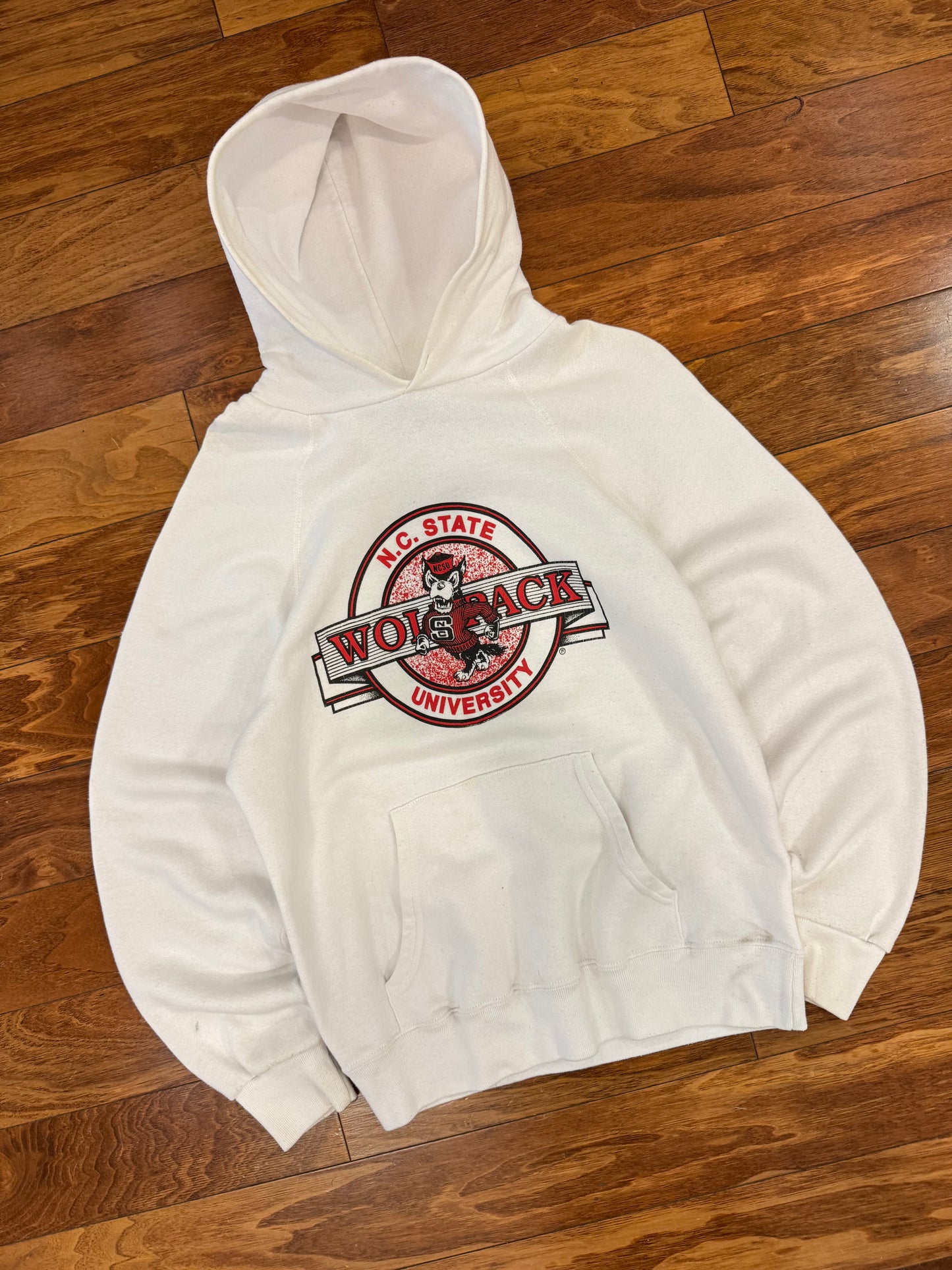 80s NC State Wolfpack Vintage Mascot Hoodie (L)