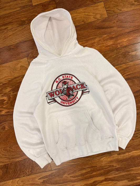 80s NC State Wolfpack Vintage Mascot Hoodie (L)