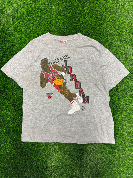 1986 Michael Jordan Bulls Caricature Rare Graphic Tee (XL)