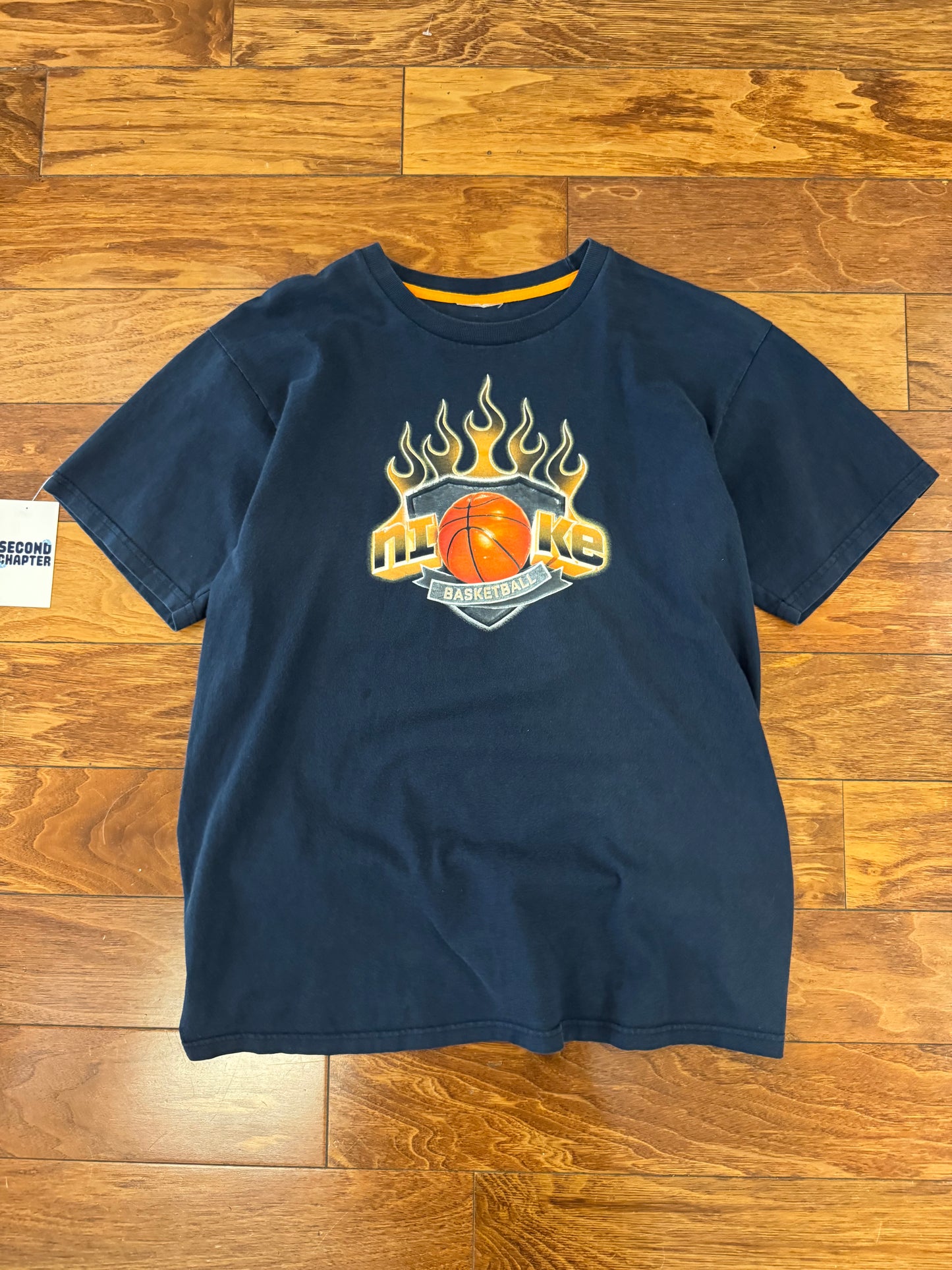 00s Nike Flames Graphic Basketball Tee (S)