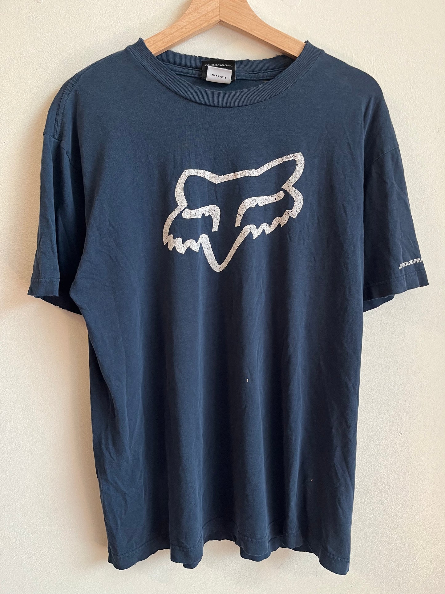 00s Fox Racing Y2K Distressed Faded Navy Tee (L)