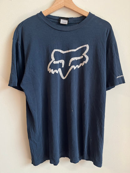 00s Fox Racing Y2K Distressed Faded Navy Tee (L)