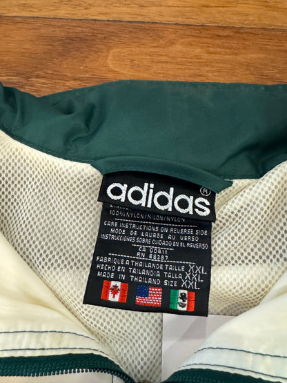 90s Adidas Green/Black Striped Windbreaker (XXL)