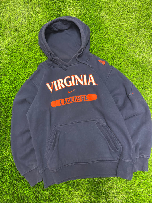 00s University Of Virginia Cavaliers Lacrosse Nike Center Swoosh Hoodie (S)