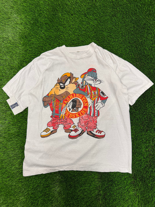 90s Washington Redskins Looney Tunes Taz & Bugs Tee (L)