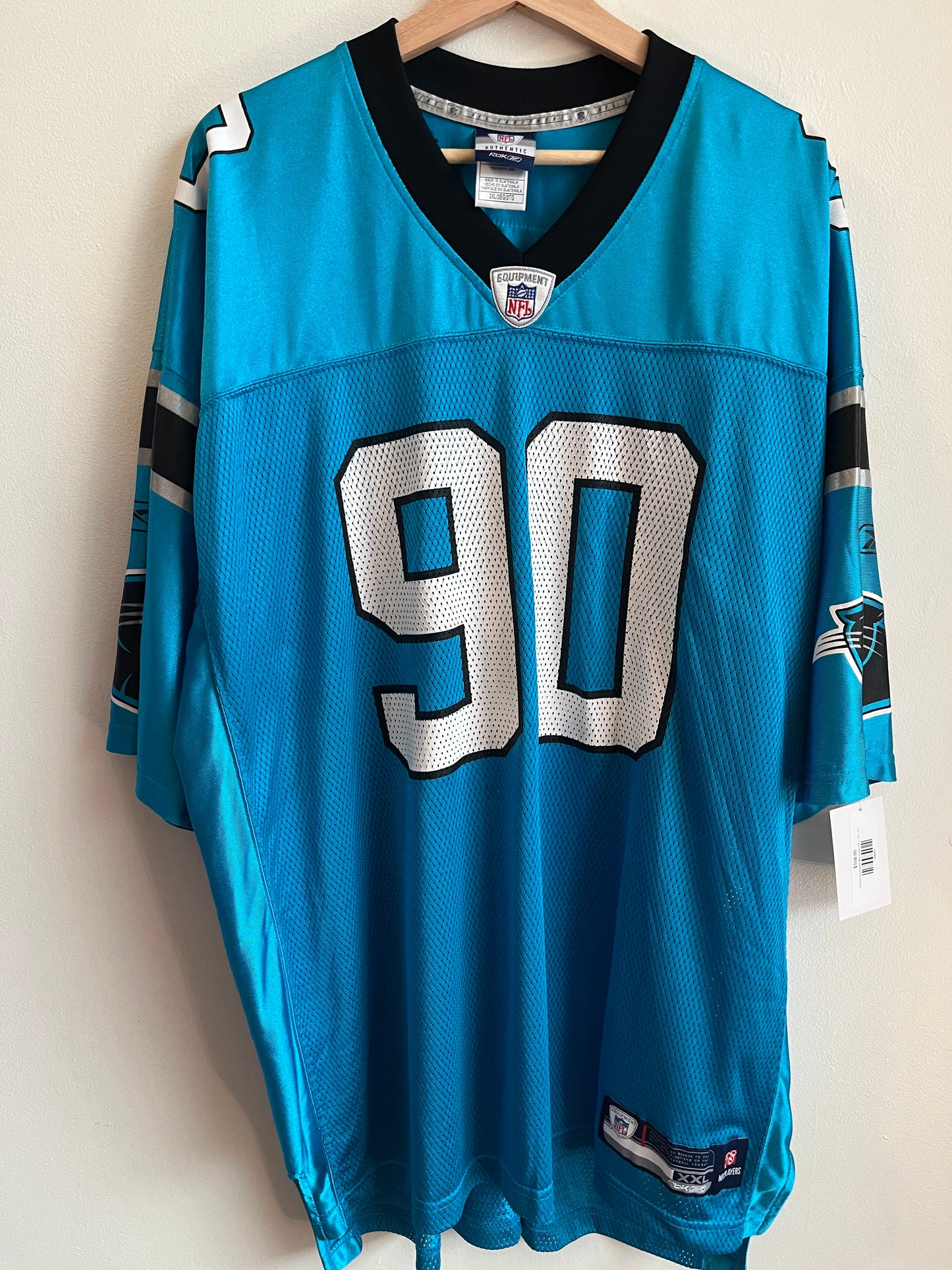 00s Carolina Panthers Julius Peppers Blue Reebok Jersey (XXL)