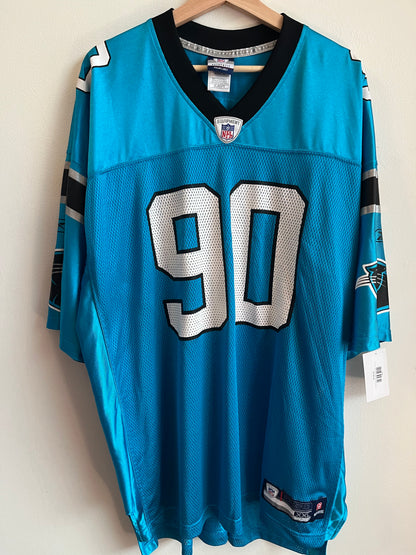 00s Carolina Panthers Julius Peppers Blue Reebok Jersey (XXL)