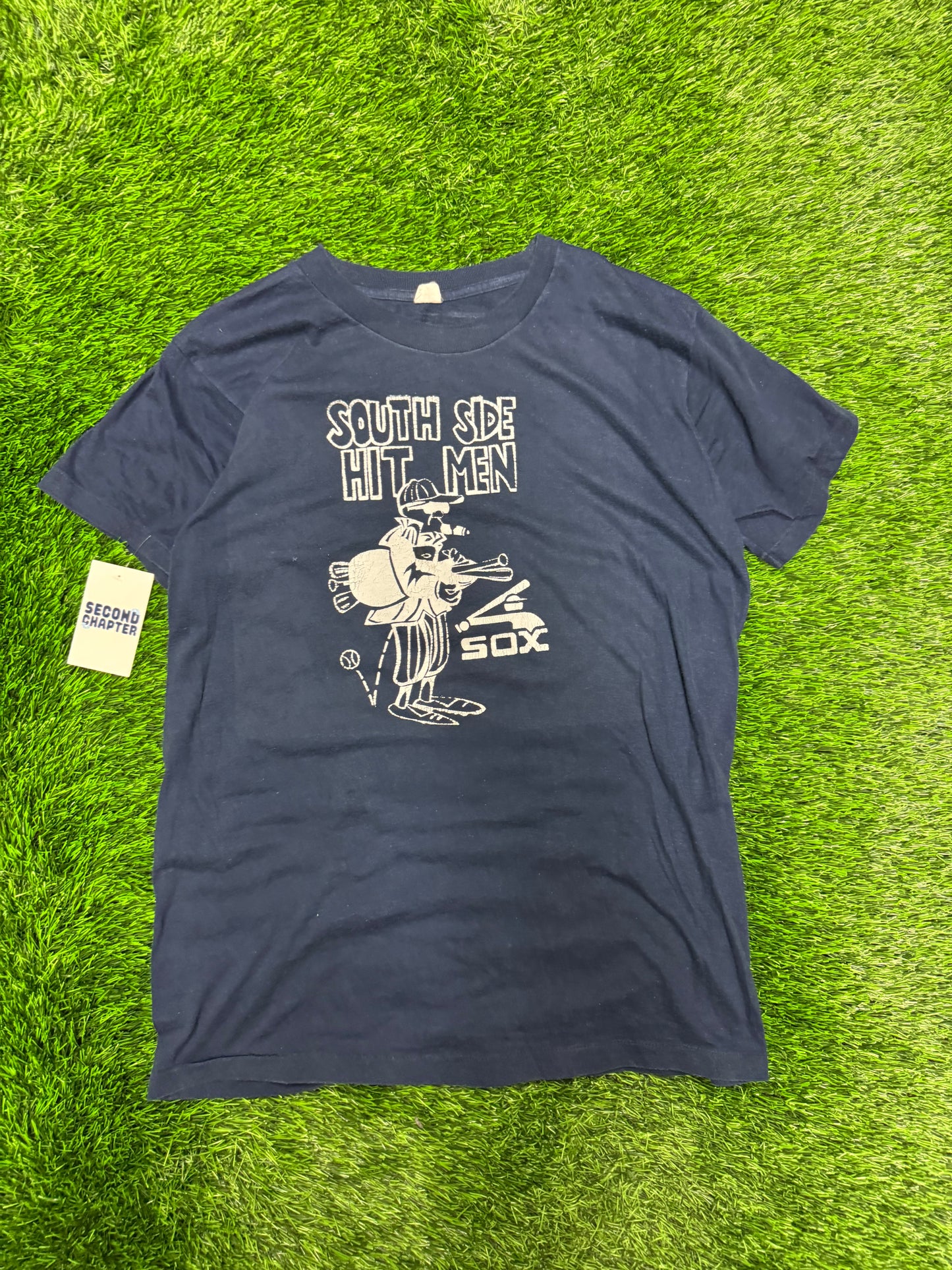 80s White Sox Southside Hit Men Graphic Vintage Tee (L)