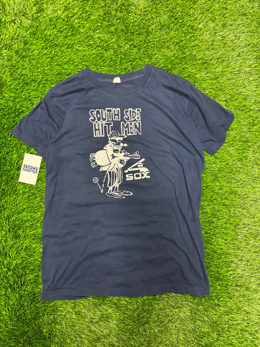 80s White Sox Southside Hit Men Graphic Vintage Tee (L)