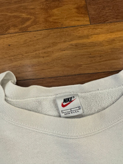 90s Nike Essential Swoosh White Vintage Crewneck (L)