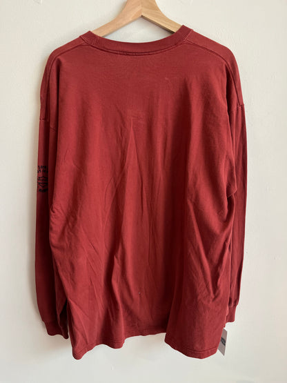 00s Harley Davidson Embroidered Burgundy Long Sleeve Shirt (XL)
