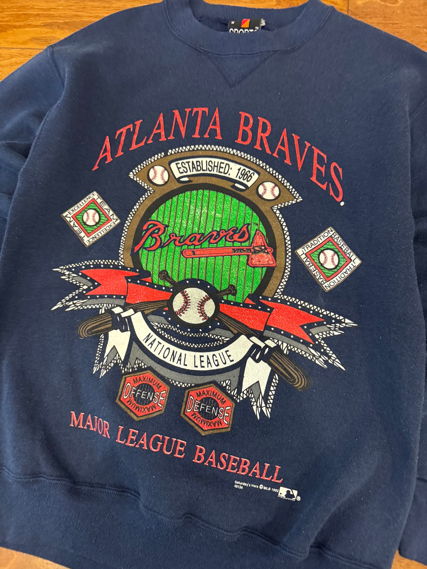 1992 Atlanta Braves Big Graphic Vintage MLB Crewneck (M)