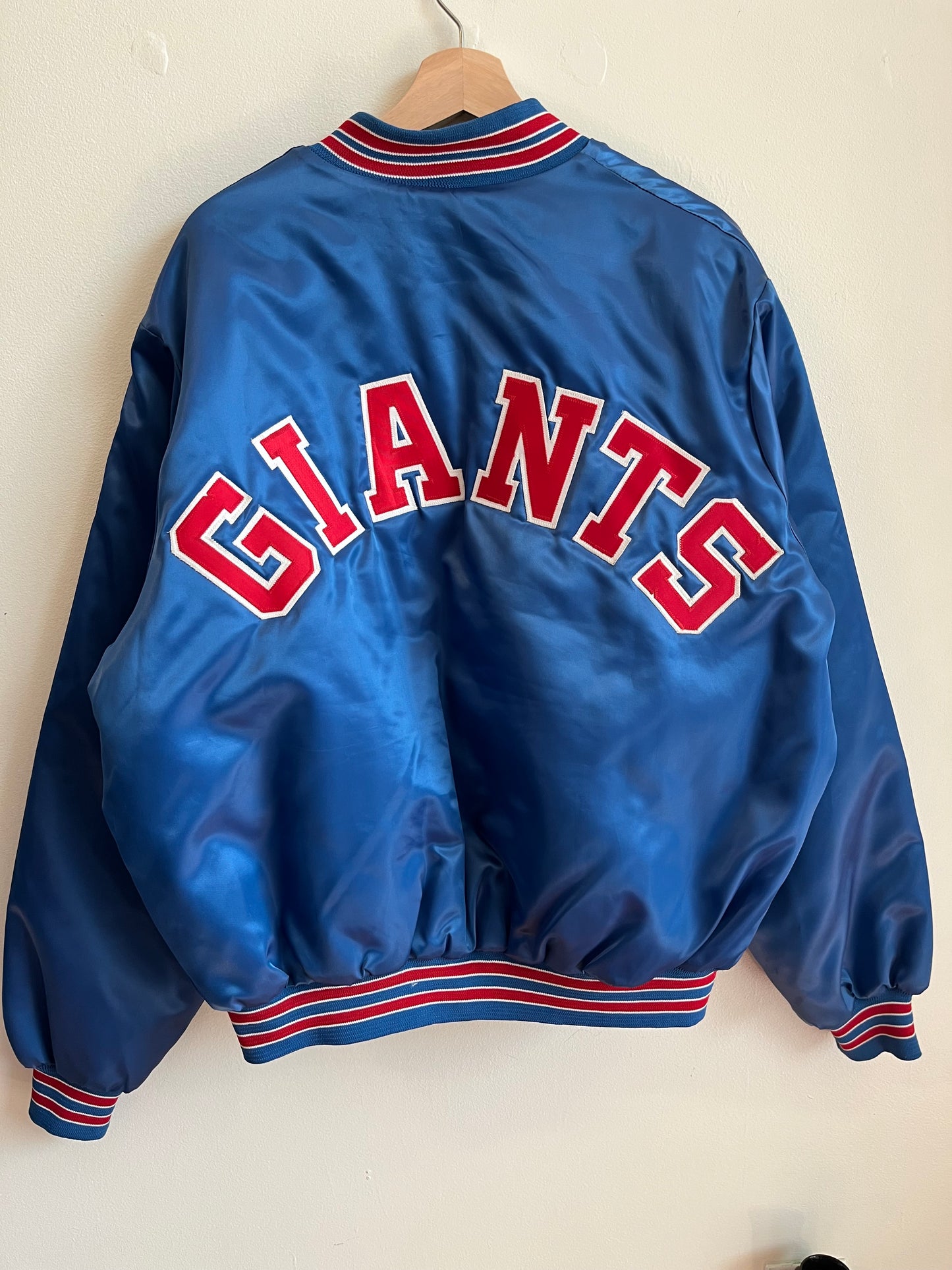 1990s New York Giants Big Spell Out Chalkline Satin Jacket (XL)