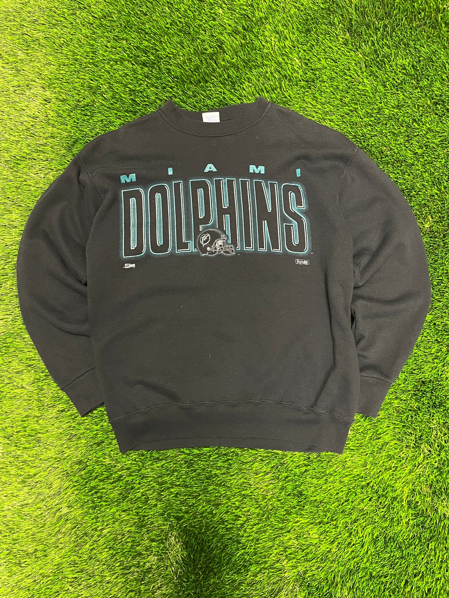 90s Miami Dolphins Salem Spell Out Black Crewneck (L)