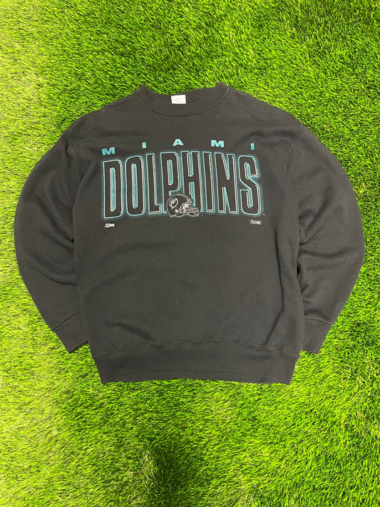 90s Miami Dolphins Salem Spell Out Black Crewneck (L)