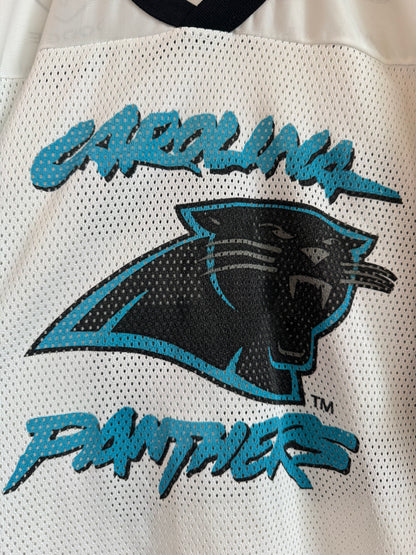2005 Carolina Panthers Cat Scratch Spell Out Mesh Jersey (XL)