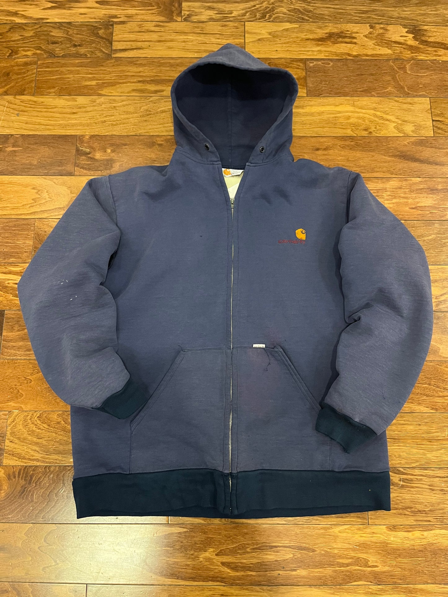 90s Carhartt Waffle Knit Vintage Faded Zip Up Hoodie (XXL)