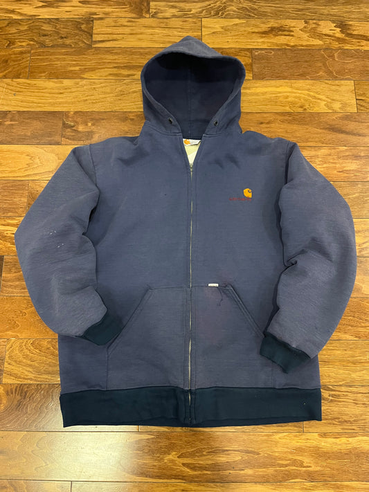 90s Carhartt Waffle Knit Vintage Faded Zip Up Hoodie (XXL)