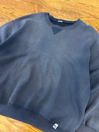 90s Russell Athletics Faded Navy Blank Crewneck (XXL)