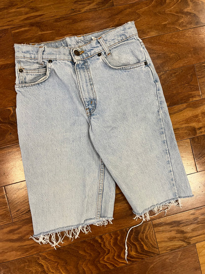 1993 Levi's Student 550 Orange Tab Light Wash Shorts (26)