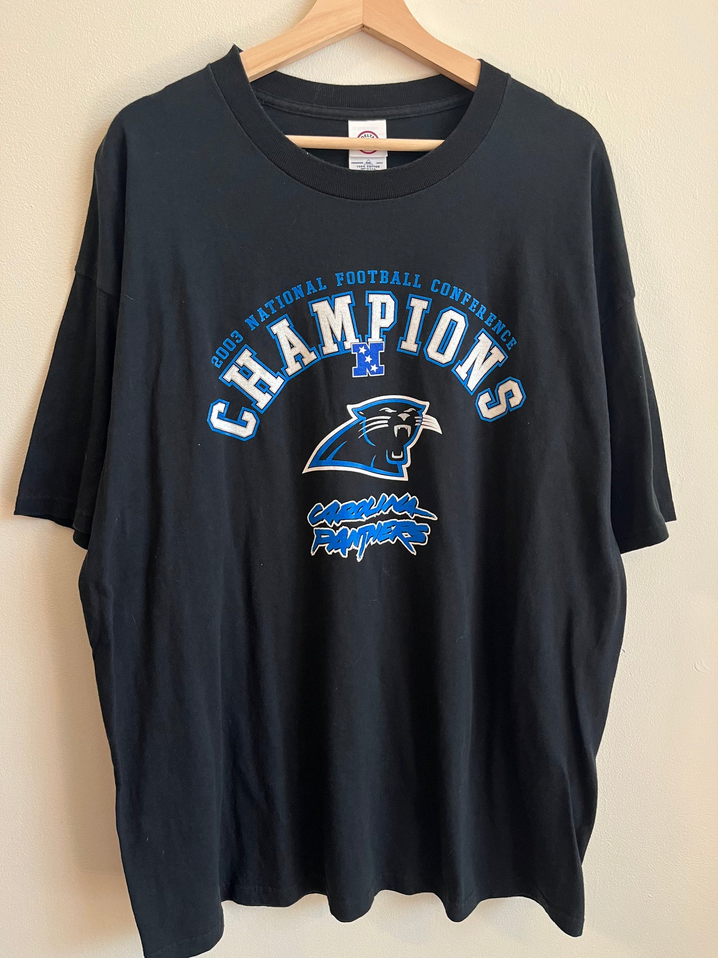 2003 Carolina Panthers NFC Black Spell Out Tee (XXL)